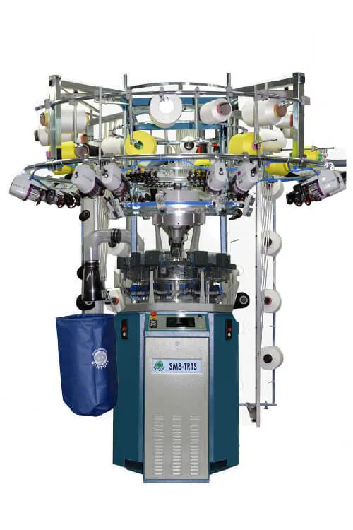 Textile factory operating modern circular knitting machines