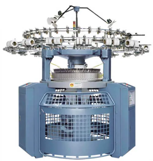 Circular knitting machines displayed at textile machinery exhibition
